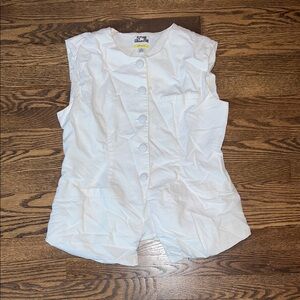 Future Collective White Button-Up Sleeveless Vest